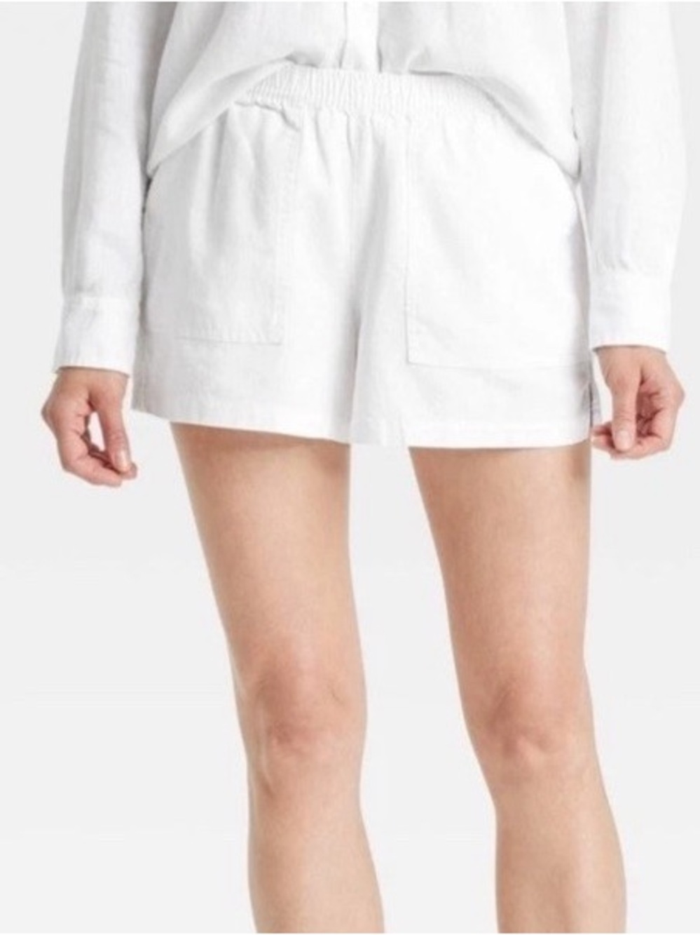 Universal Thread White High-Waist Pull-On Linen-Blend Shorts Size S